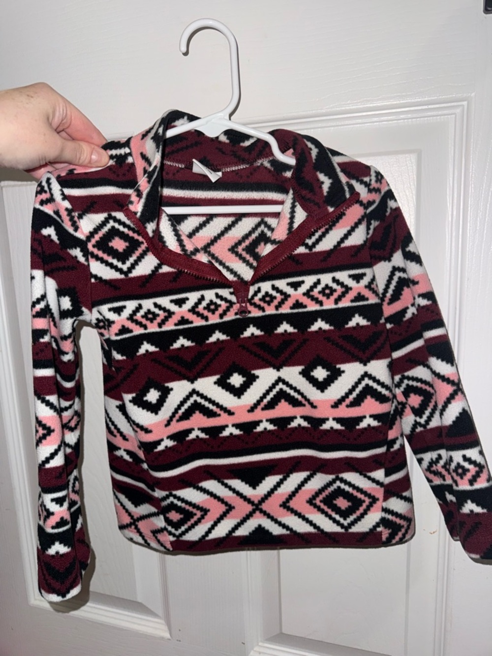 Crazy 8 Maroon, Pink & Black Geometric Fleece Zip Pullover